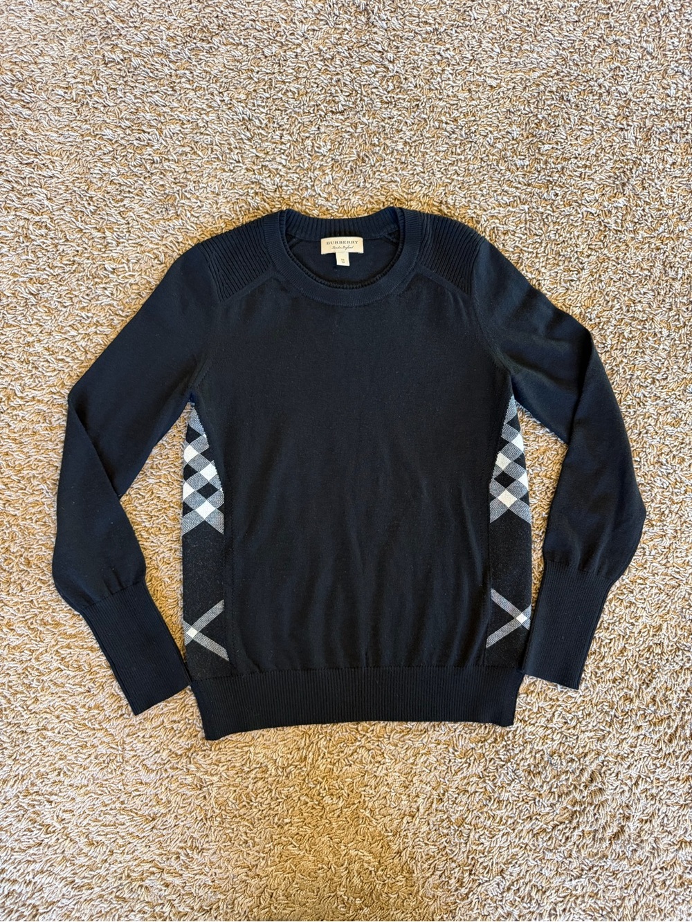 Burberry Black Crewneck Sweater with Gray Design